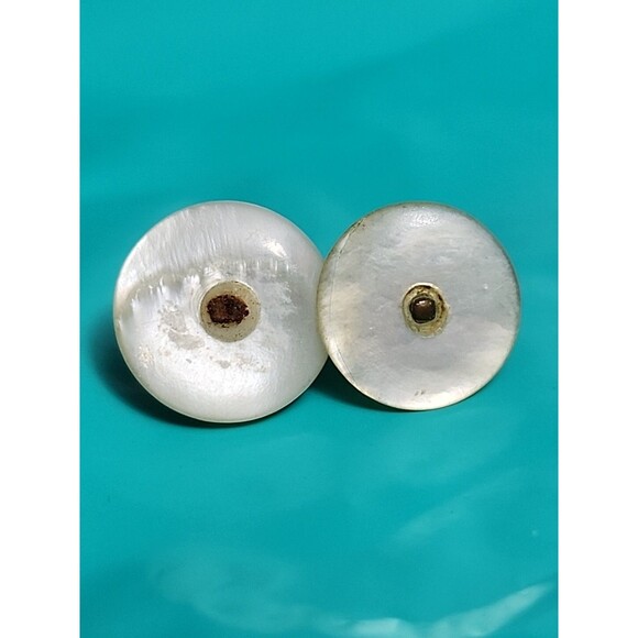 Vintage Swank Mother of Pearl Cufflinks Gold Tone Mid-Century Mens - Picture 2 of 5